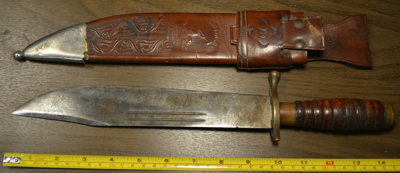 Collins No 17 bowie knife in No 10 sheath for Abercrombie & Fitch