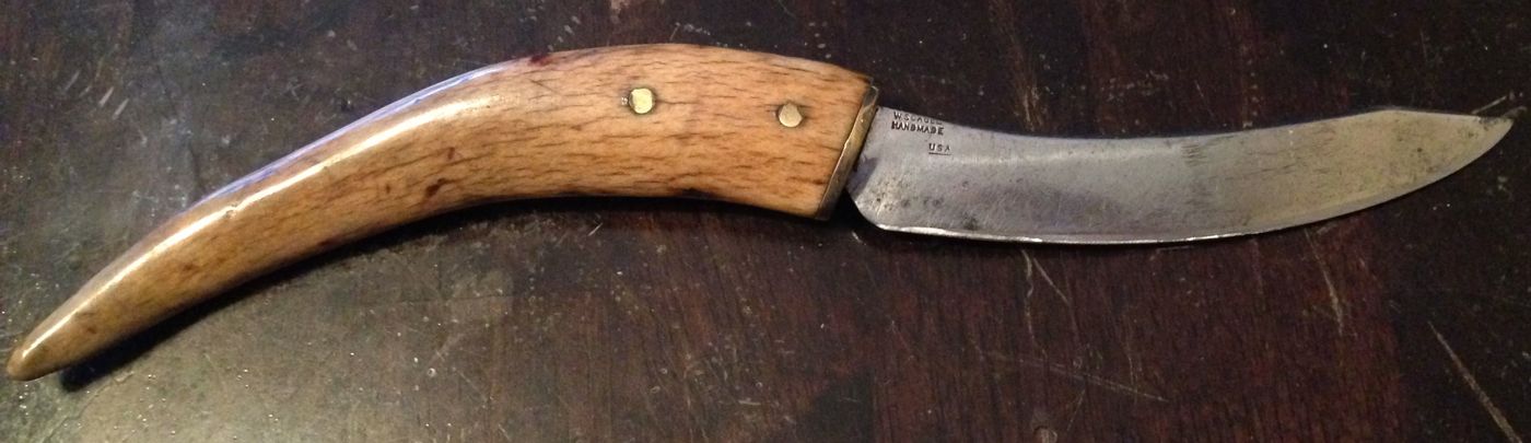 Scagel knife with stag tine handle.