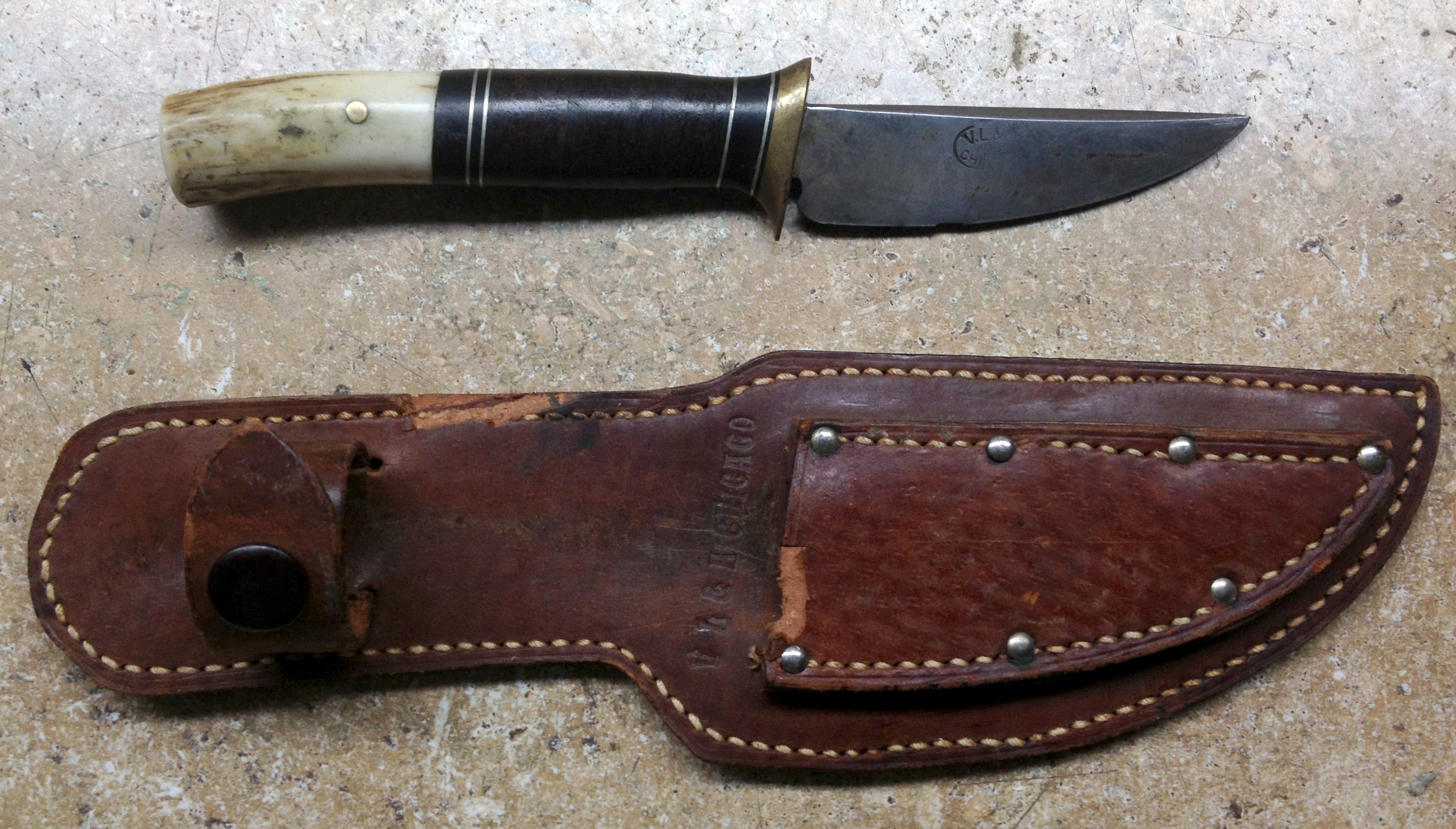 Small Scagel Knife with VL&A Marked Sheath