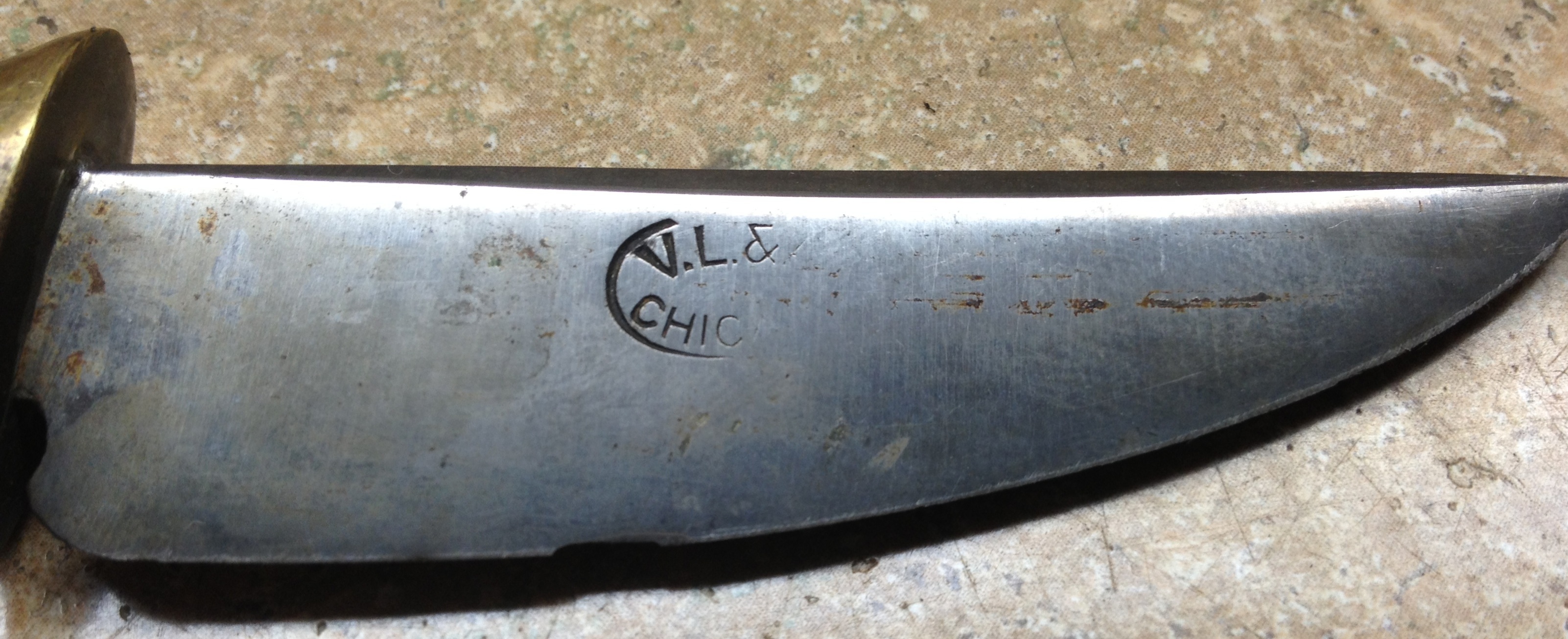 Small Scagel Knife with VL&A Marked Sheath