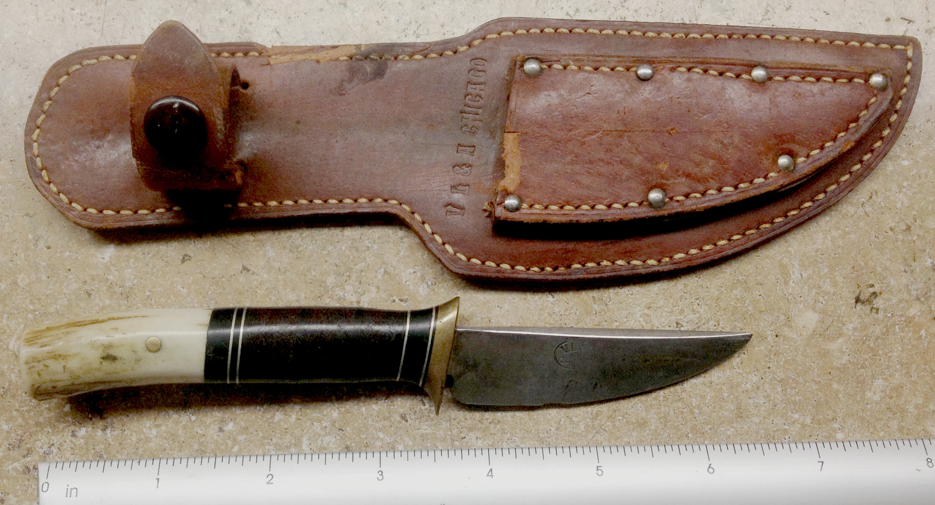 Small Scagel Knife with VL&A Marked Sheath